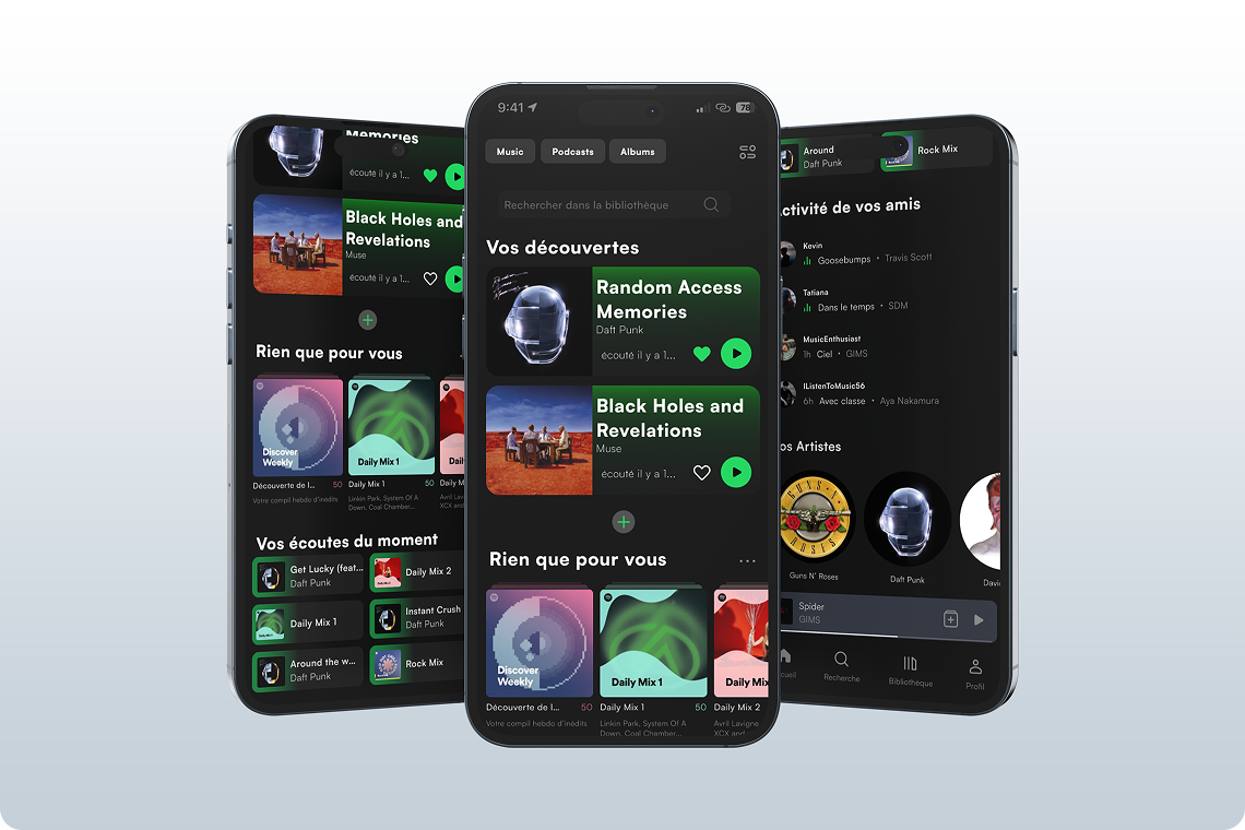 Page d'accueil Spotify