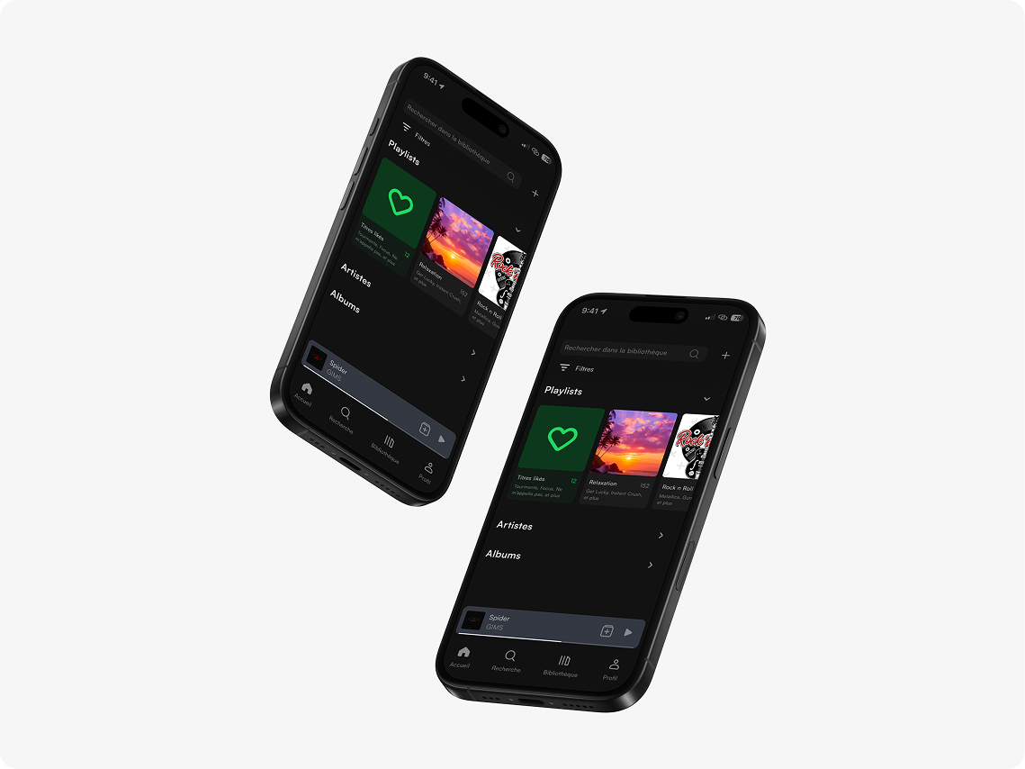 Page de la bibliothèque Spotify