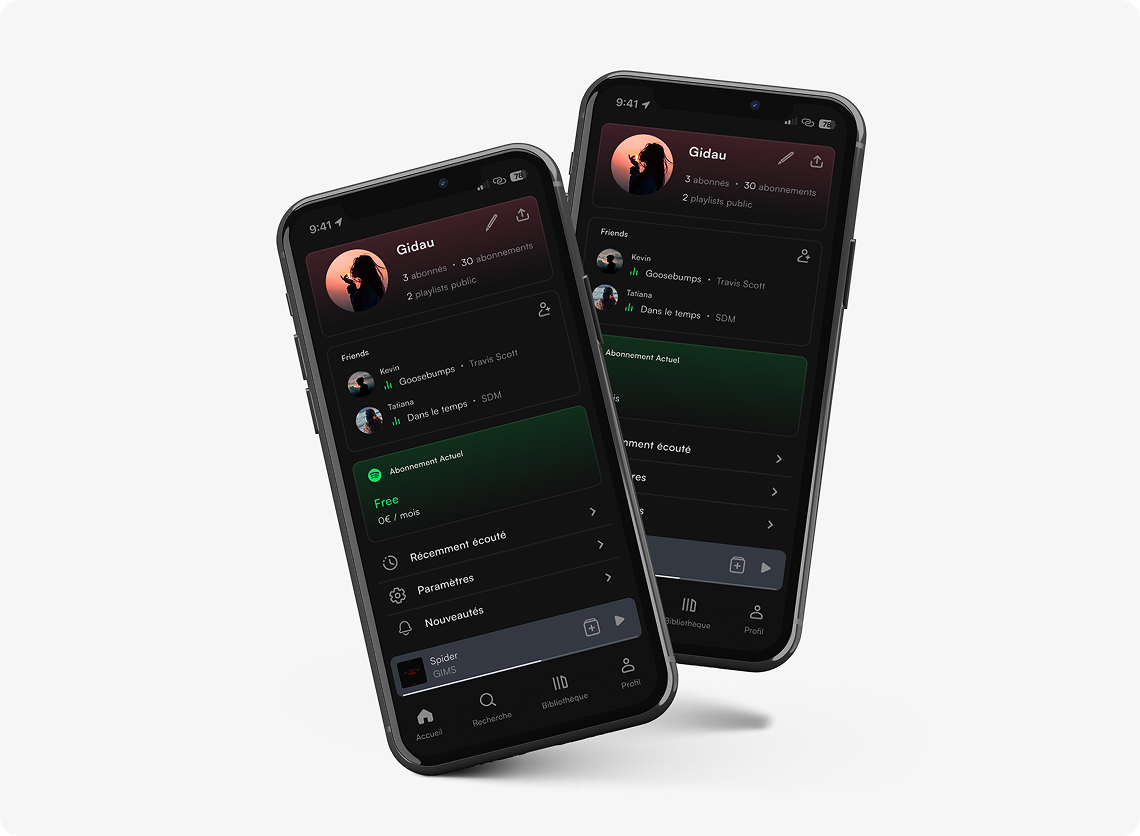 Page du profil Spotify
